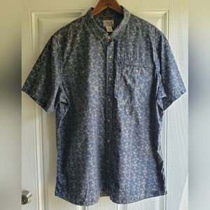 L.L. Bean Men's Blue/Tan Casual Button Down Short Sleeve Shirt Size: XL REG